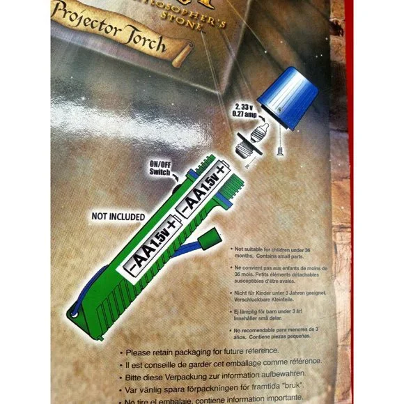 Harry Potter Philosopher's Stone Projector Torch New Sealed Vintage From UK - Picture 4 of 6